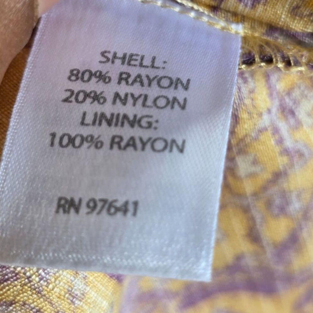 J. Jill Yellow Purple Paisley Tiered Maxi Dress Pleated Sleeveless XL Tall - Picture 9 of 9